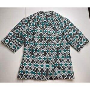 Womens PS Ambition Tea black white geometric S/S cotton blazer jacket pkts XC